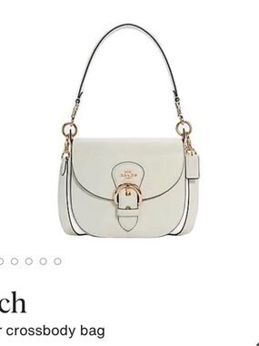 Coach Kleo Cream Leather Buckle Shoulder Bag with Gold Hardware